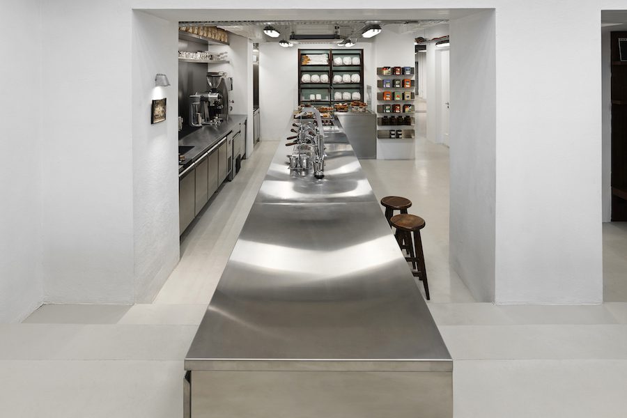 petra pera coffee shop cafe stainless steel bar minimal modern