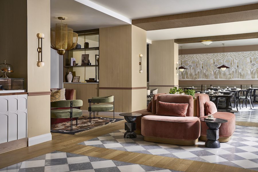 hotel vesper houston texas parisian feminine design public space