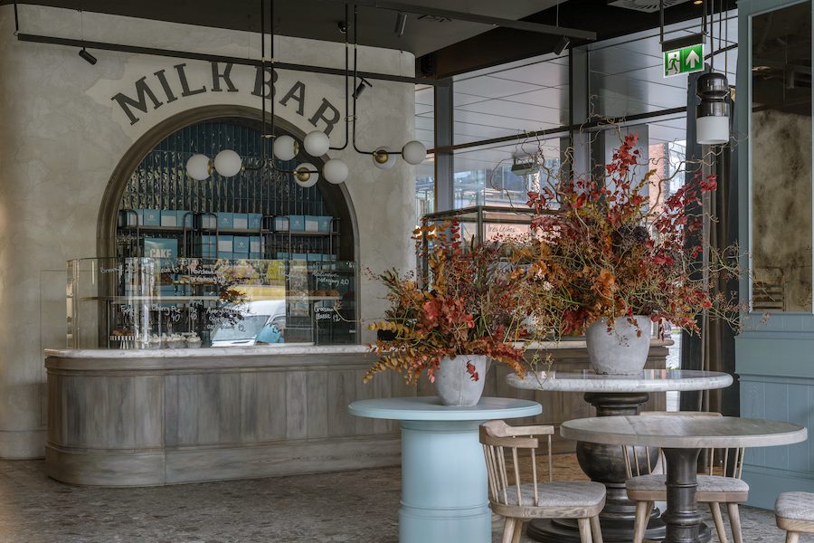 milk bar warsaw poland blue and gray color palette